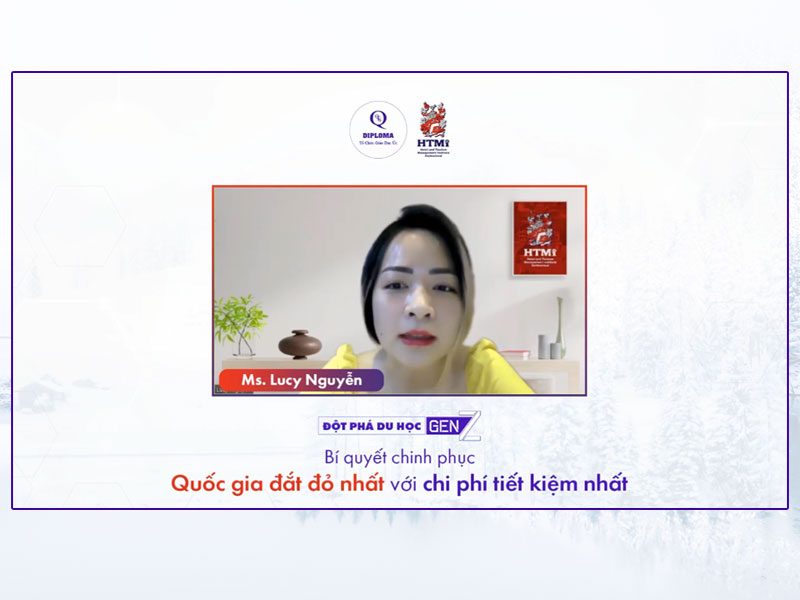 Ms. Lucy Nguyễn - Giám đốc Marketing khu vực Đông Nam Á, Học viện HTMi trình bày về du học Thụy Sĩ