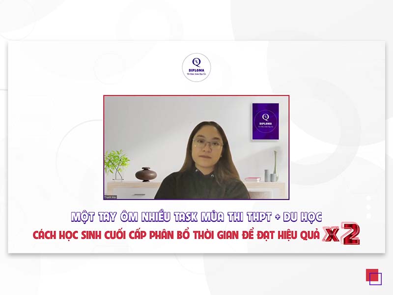 Lê Thanh Mai - Cựu sinh thành công chương trình QTS Diploma chia sẻ về kinh nghiệm học tập và bí quyết “một tay ôm nhiều task mùa thi THPT + du học” trong Buổi Livestream vừa qua. 